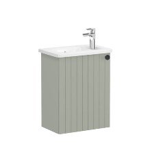 Vitra Root Groove 69197 Lavabo Dolabı, Kapaklı, 45 Cm, Kompakt, Mat Retro Yeşil, Yuvarlak Lavabolu, Sol